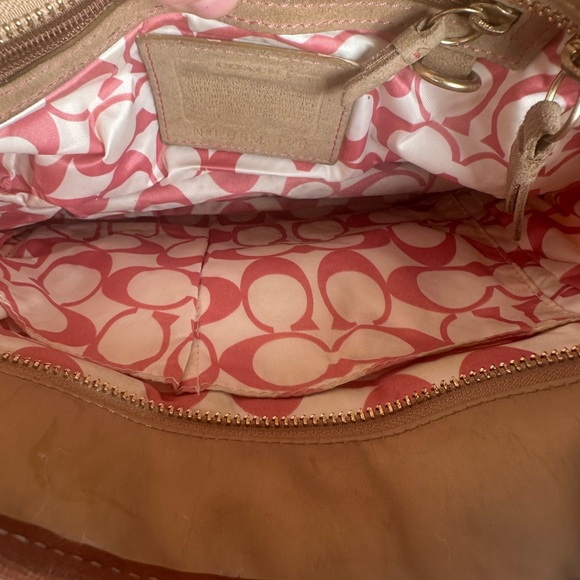 Used COACH LO6M-126 mini tan fabric leather purse handbag - Picture 4 of 7